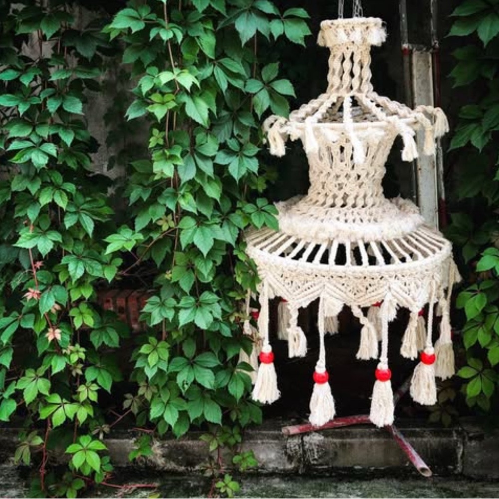 Handmade Woven Pendant Light - Boho Rattan Style - Hanging Light - Bohemia